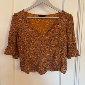 Floral Women's Top in Orange and Purple